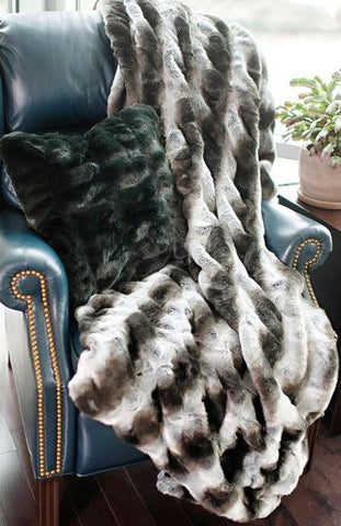 Grey Chinchilla Couture Faux Fur Throw - 60" x 72 ...