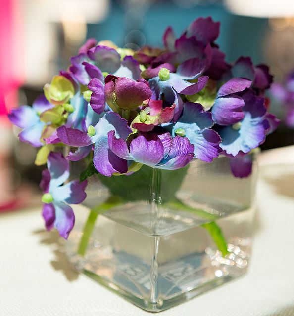 Hydrangea and Feather Centerpieces