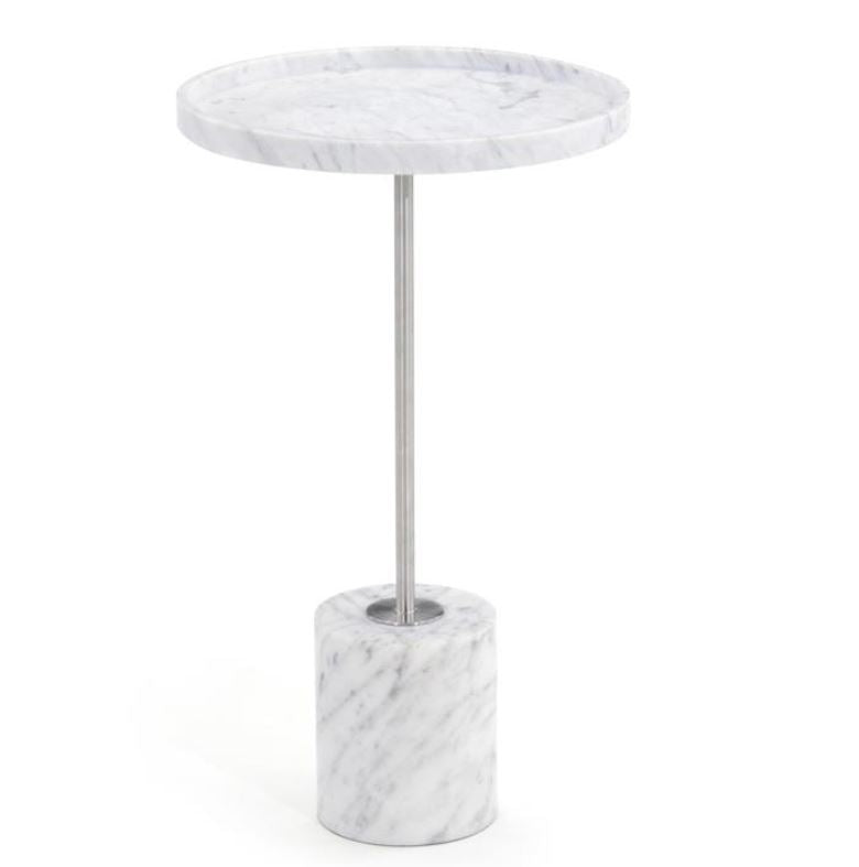 Martini Side Table with White Marble Base + Reviews