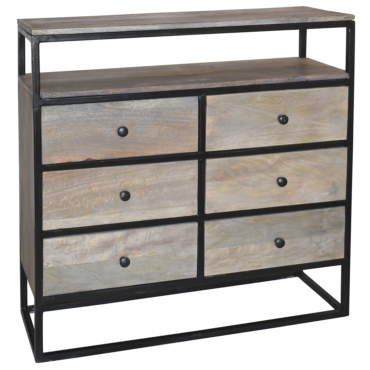 Leland Iron Wood Chest Gray Brown Wrightwood Furniture