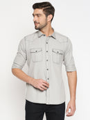 Uber Cott - Grey - EVOQ Men's 100 Pure Superior Cotton Grey Full Sleeves Casual Shirt