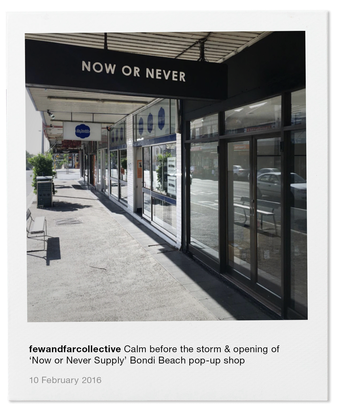 Calm before the storm & opening of ‘Now or Never Supply’ Bondi Beach pop-up shop