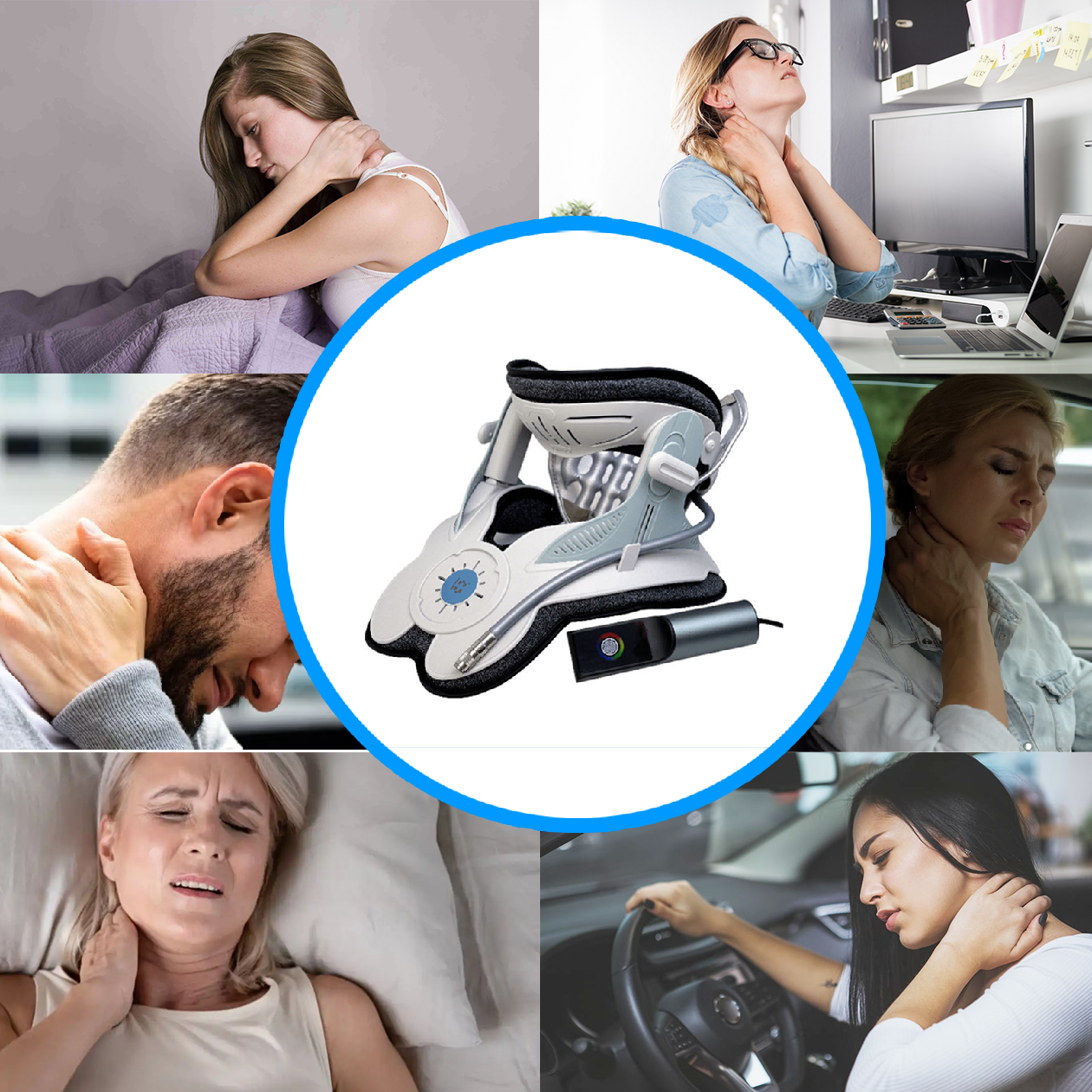 Cervical Neck Traction Device, Adjustable Neck Brace Fixation Spine For  Neck Pain Relief, Airbag Neck Support, Neck Stretcher Neck Care Recover Tool