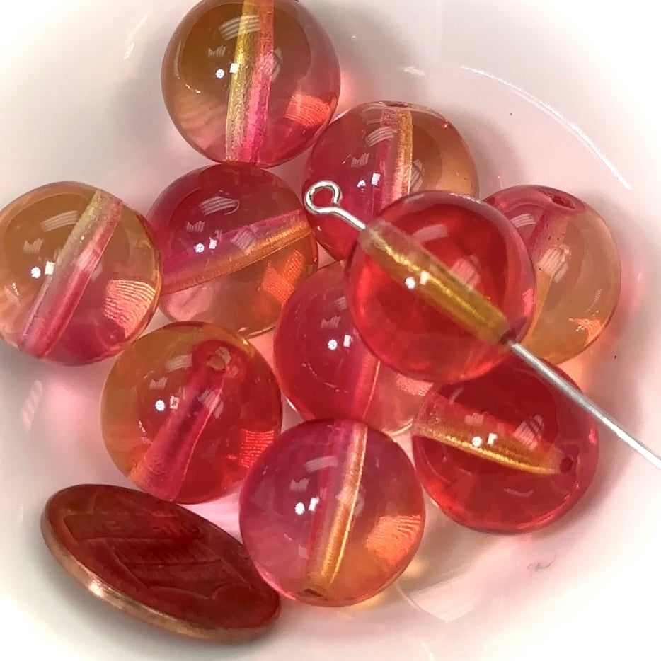 Czech Pressed Druk Round Smooth Glass Beads 8mm Red White 2tone Givre -  Crystals and Beads for Friends