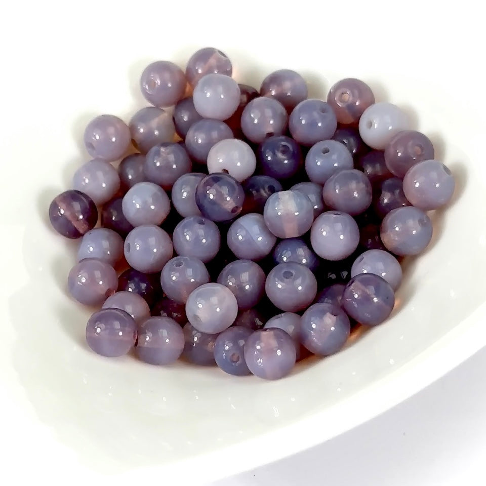 Czech Pressed Druk Round Smooth Glass Beads 6mm Deep Purple Opal 80 pieces CL858