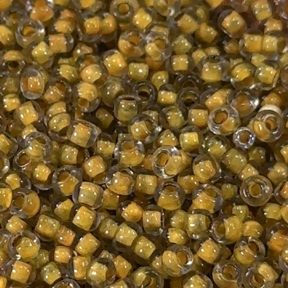 Czech Glass Seed Beads Size 8/0 Yellow Black Stripe