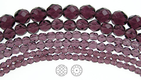 faceted beads faceted round beads California Violet or CHOOSE QUANTITY for discount 50 pcs 6 mm Fire-Polished Czech glass beads