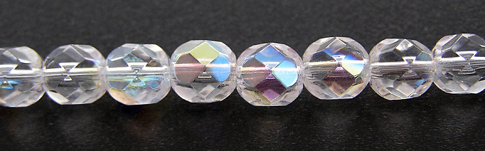 Crystal Arizona Sun coated, Czech Fire Polished Round Faceted