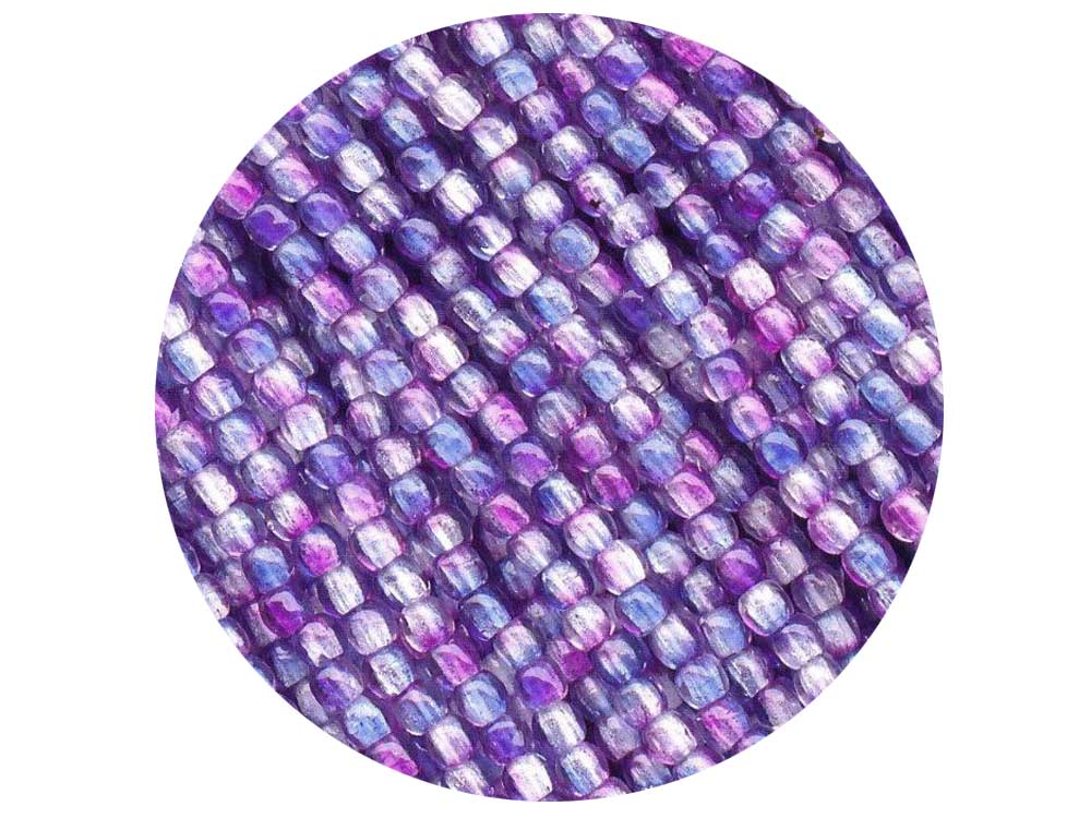 100 Czech 6mm Pressed Glass Round Beads Opaque Amethyst Luster (15726P)