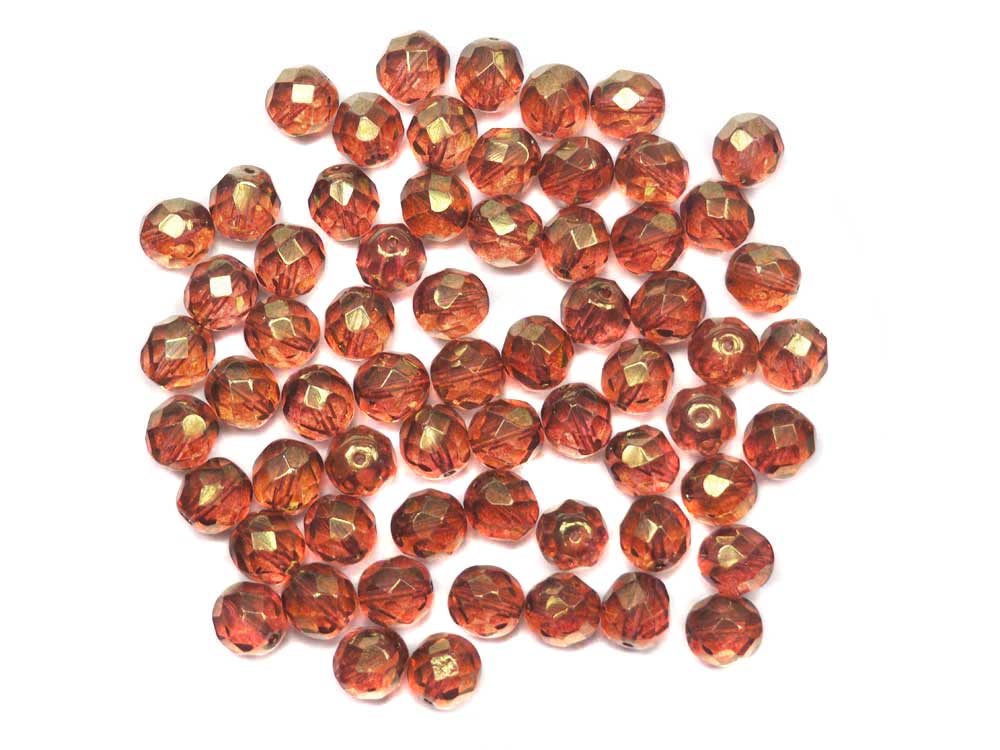 8mm Mixed Red and Brown Round Czech Glass Beads 20ct - Shop Wyoming