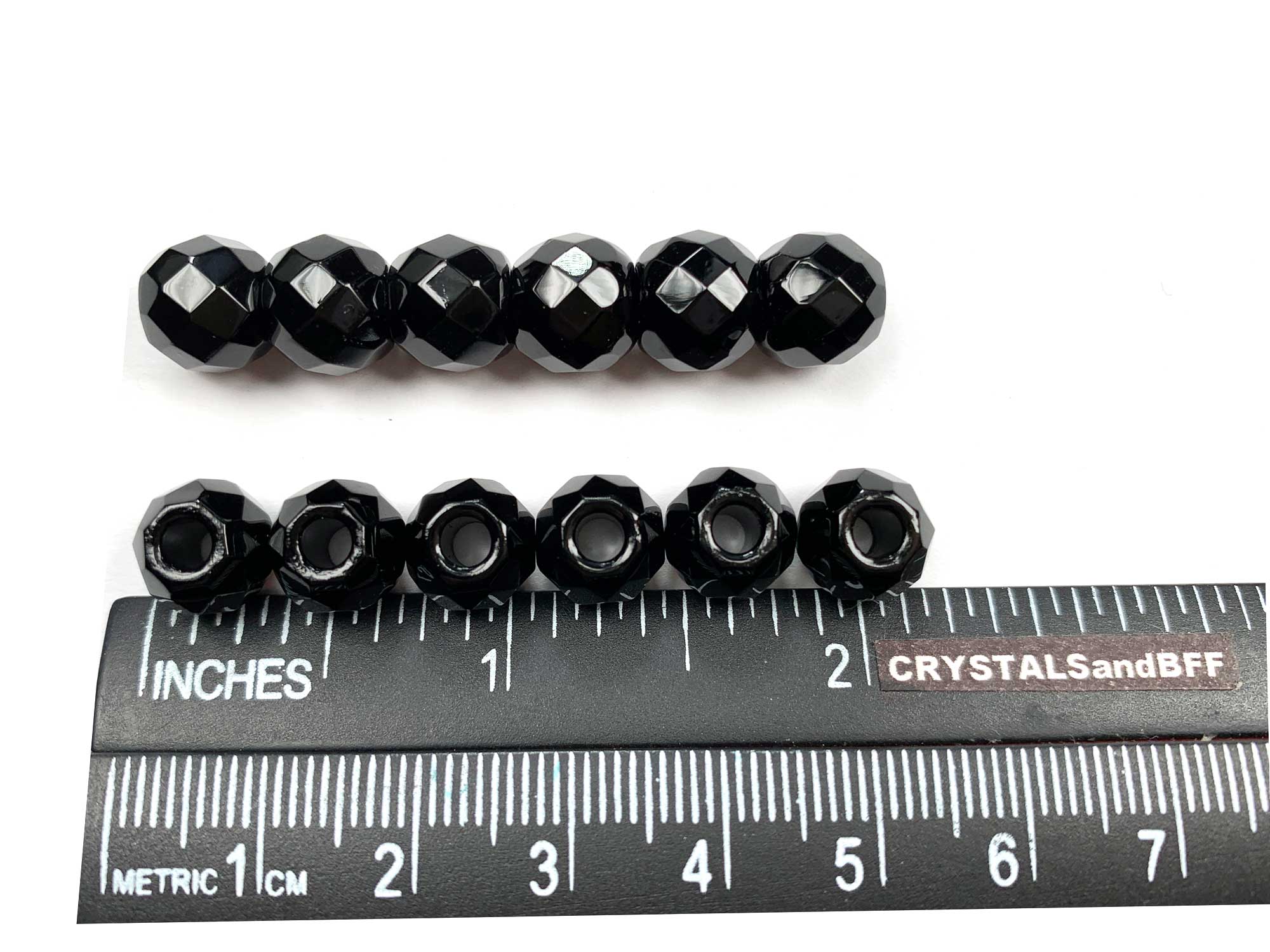 Czech Fire Polished Glass Beads 8mm Round Jet Black (25)