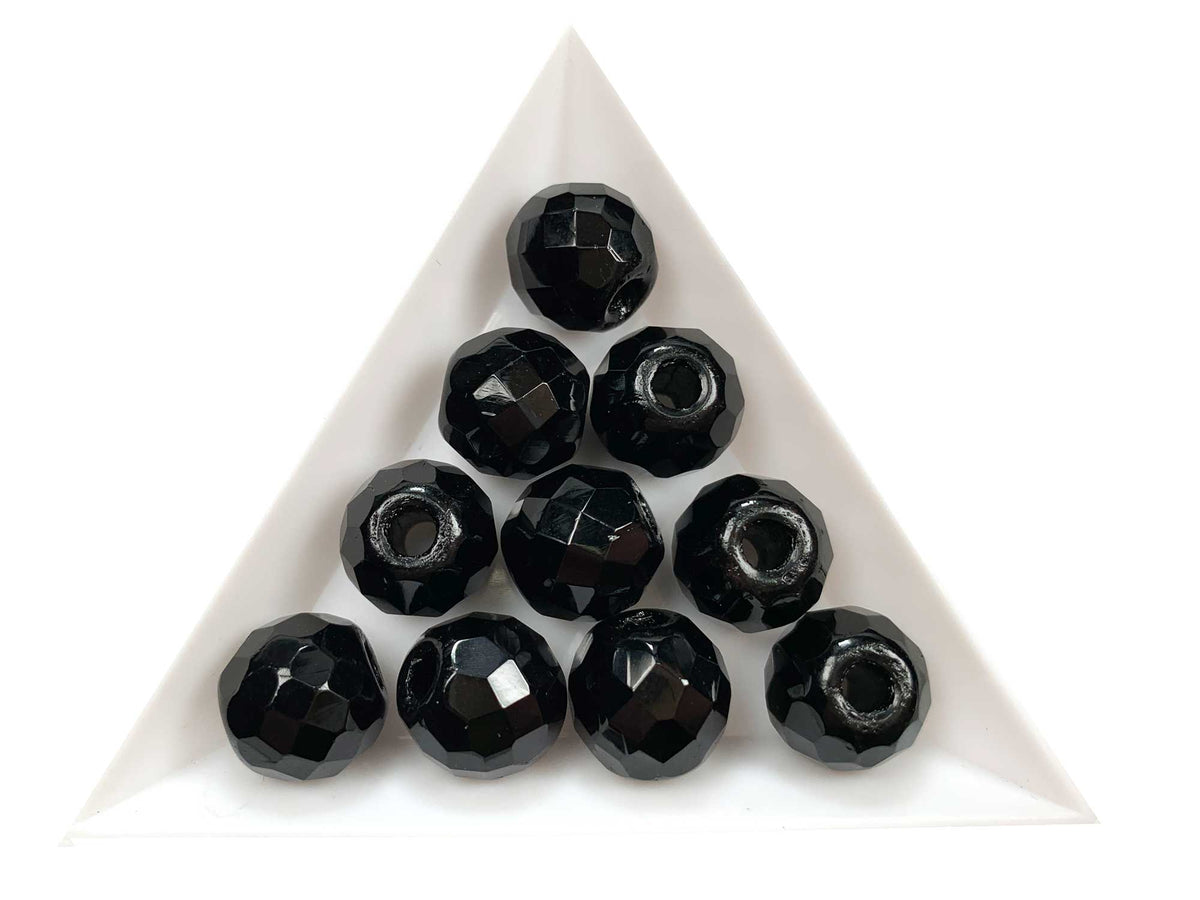 Czech Glass LARGE HOLE Faceted Fire Polished Beads 10mm (9.5x8.5mm) Je -  Crystals and Beads for Friends