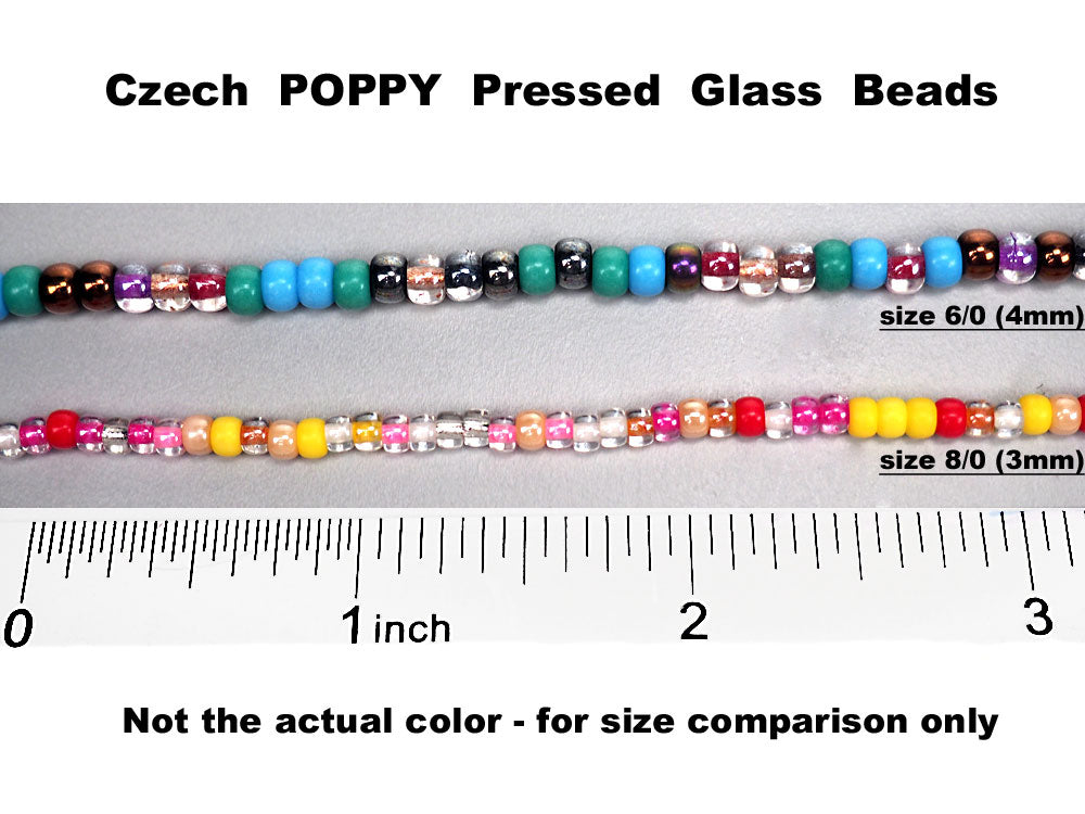 Czech Round Smooth Pressed POPPY Glass Beads in Orange colored, 2x3mm -  Crystals and Beads for Friends
