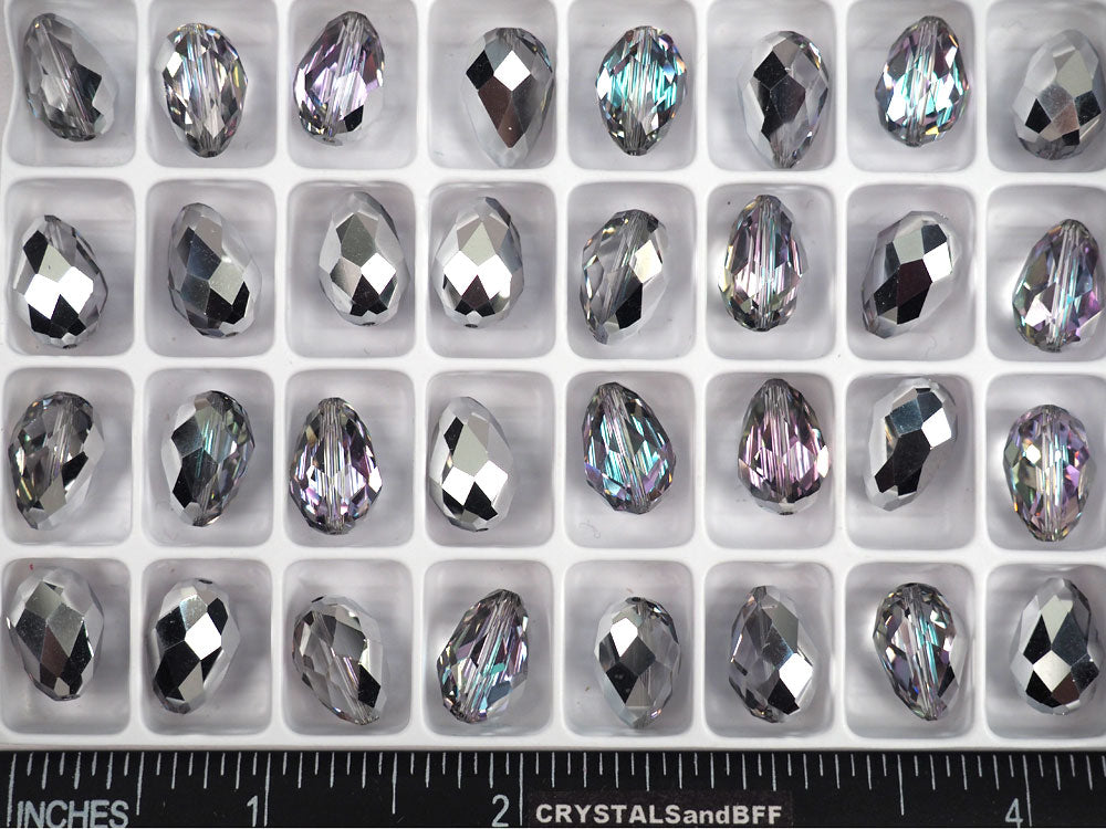 25 CLEAR Crystal AB 12mm Preciosa Czech Glass Tapered Squared Teardrop Beads