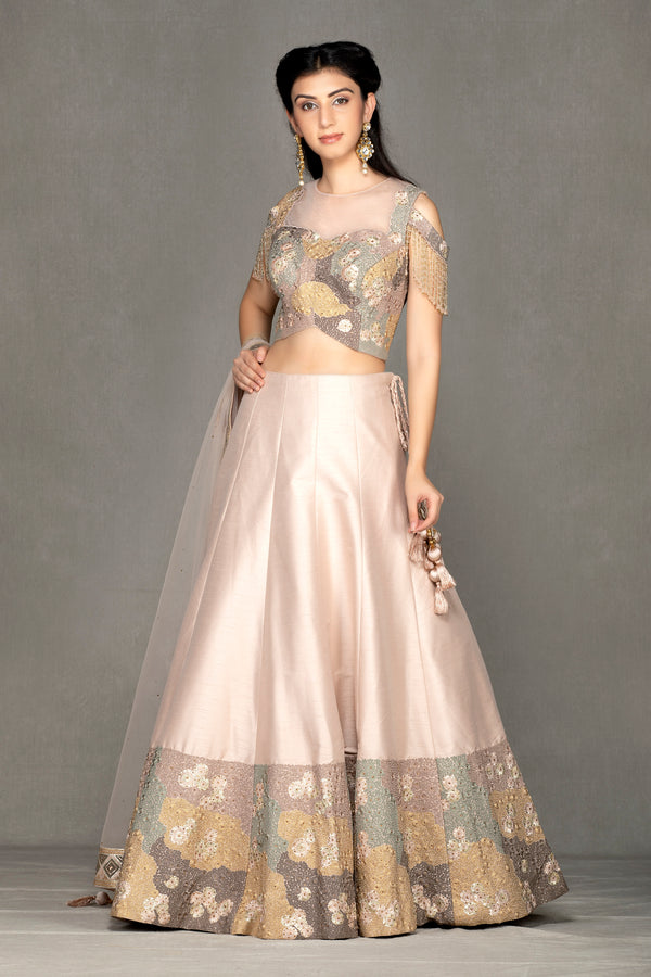 Seebreeze Lehenga - Blue Georgette Floral Sequin Embroidered Lehenga –  Studio Iris India