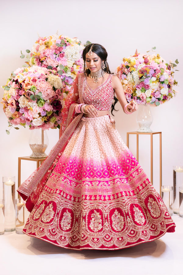 Pink Bridal Hand Embroidered Lehenga Choli 2326LG18