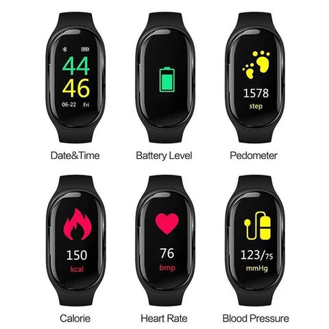 Smart Watch with Bluetooth Earbuds 2 IN 1 Smart Bracelet on-Ear Wireless Headset Heart Rate Blood Pressure Monitor Sports Watch