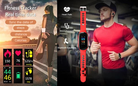 Smart Watch with Bluetooth Earbuds 2 IN 1 Smart Bracelet on-Ear Wireless Headset Heart Rate Blood Pressure Monitor Sports Watch