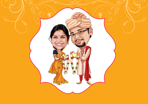 Indian Caricature Wedding Cards Online
