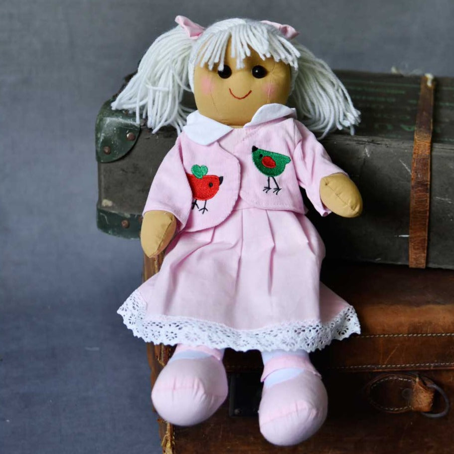 Rag Doll with Embroidered Ladybird Dress 40cm