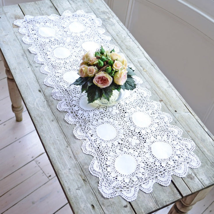 Image of Lace Scalloped Edge Table Runner