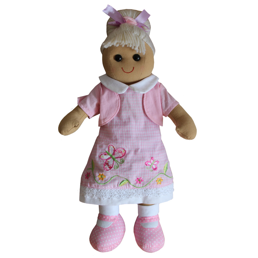 Rag Doll with Embroidered Ladybird Dress 40cm