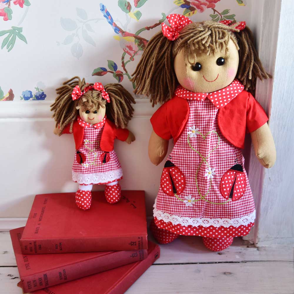 Rag Doll with Ladybird Print Dress 40cm 