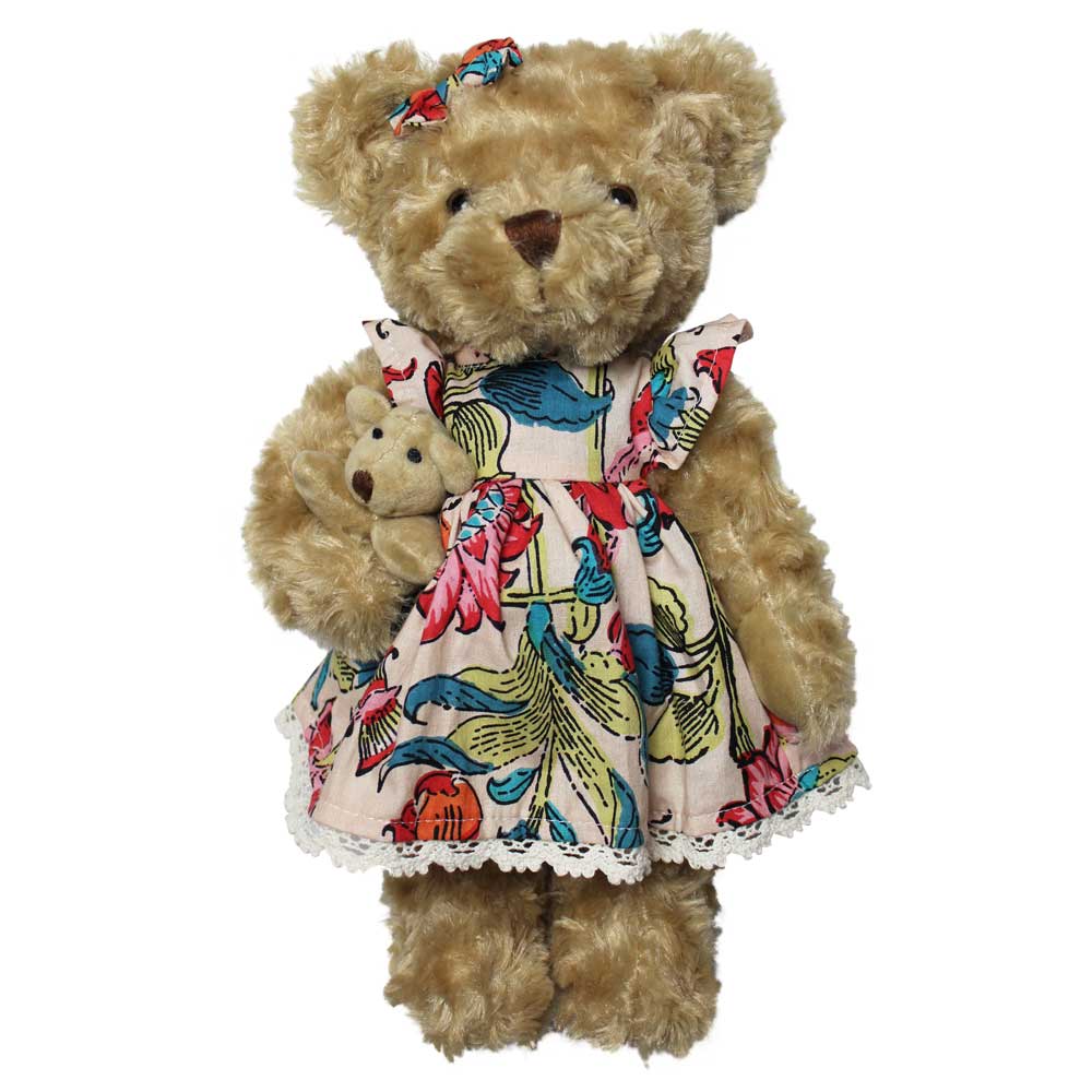 Teddy Bear Wearing Farmyard Pyjamas And Nightcap