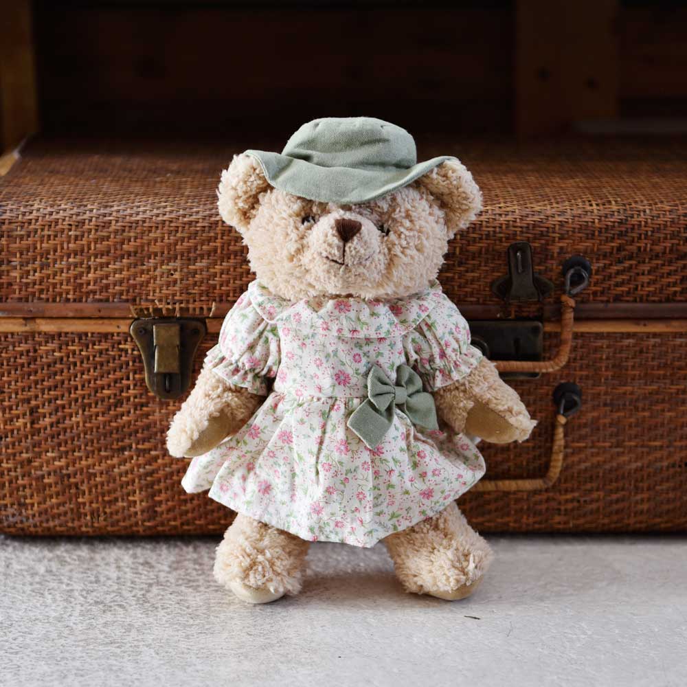 Teddy Bear Wearing Farmyard Pyjamas And Nightcap