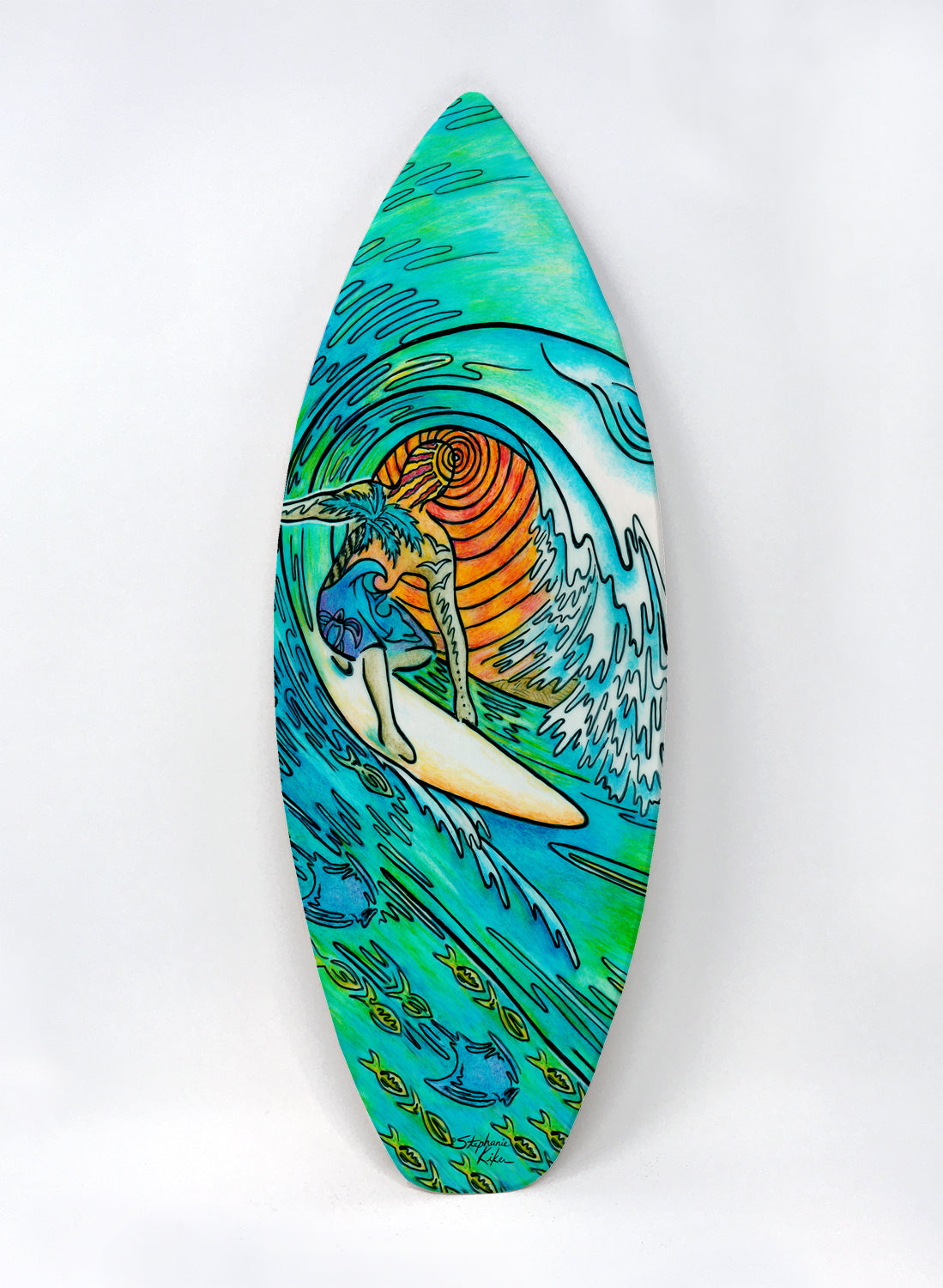 Sunset Surfer Surfboard Wall Art Stephanie Kiker Designs