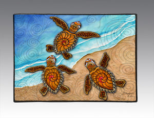 3 Baby Turtles Door Mat Stephanie Kiker Designs