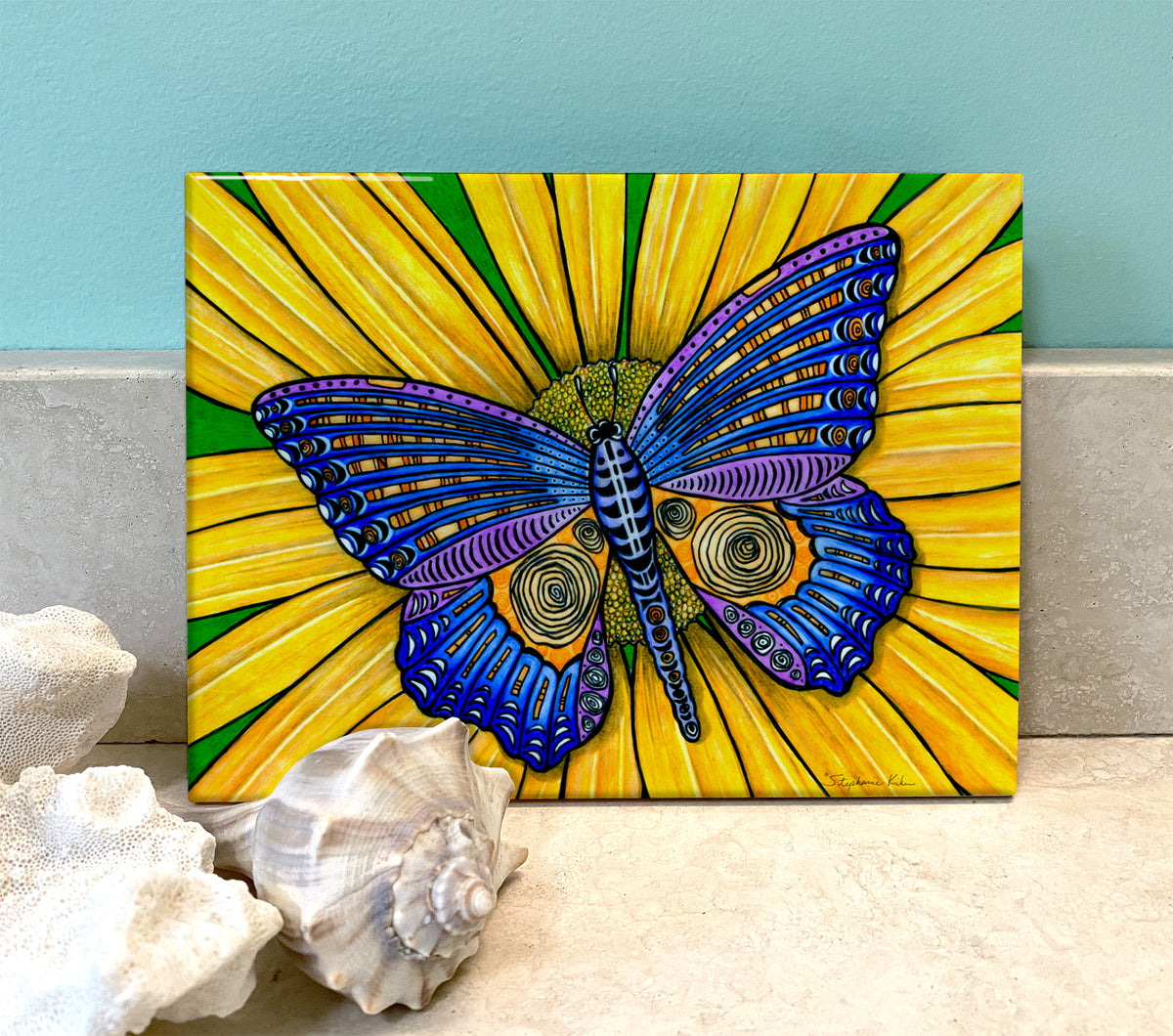 Butterfly Ceramic Tile Wall Art and Backsplash Tiles by Outer Banks NC