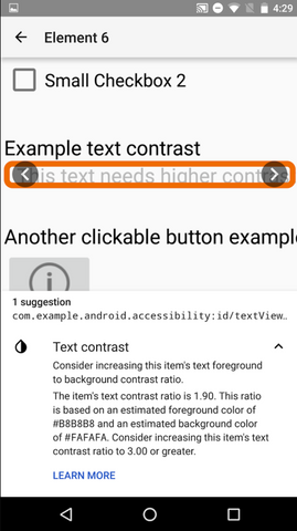 Google Accessibility scanner screenshot