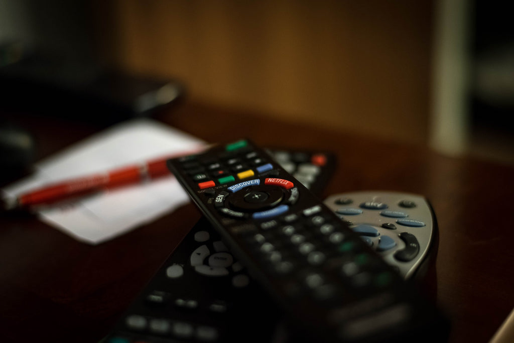 Remote controls on coffee table