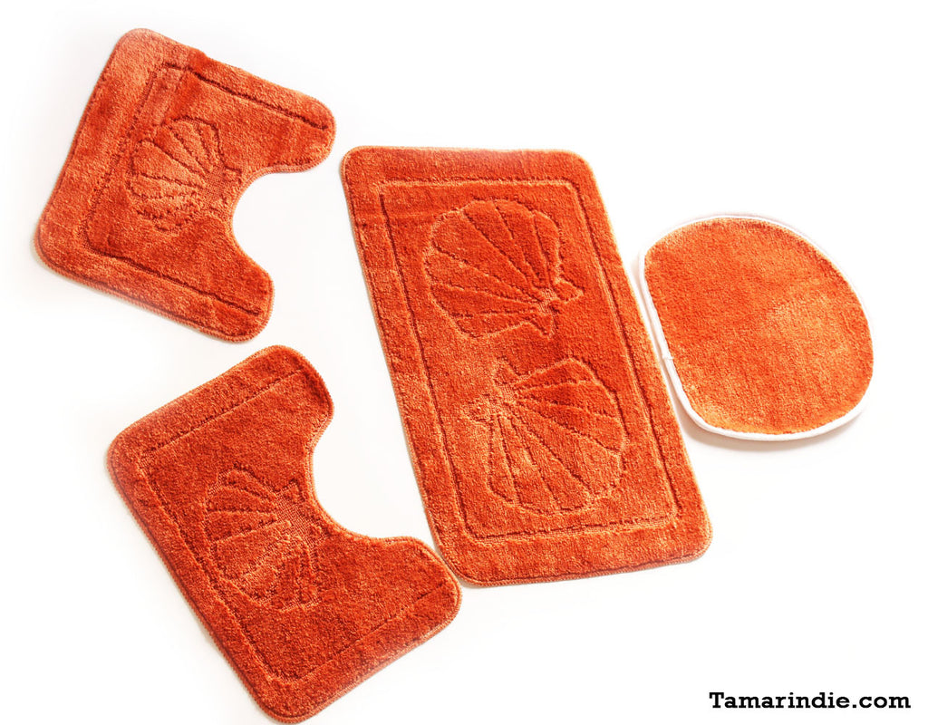 orange bath mat set