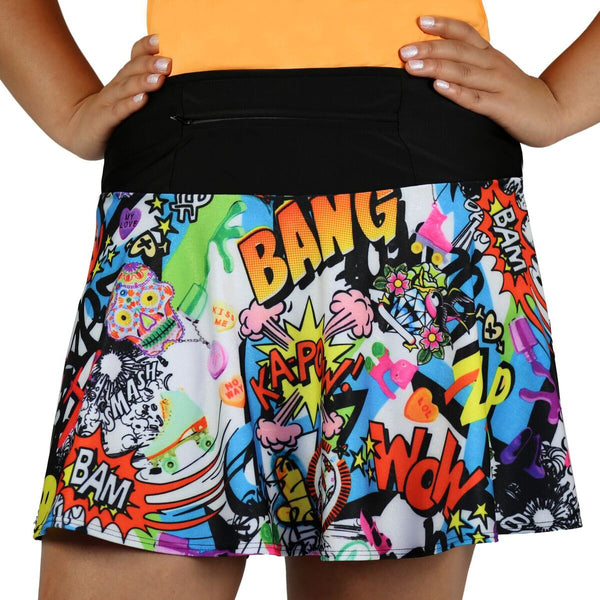 SparkleSkirts Comic Themed Running Skirt with Pockets