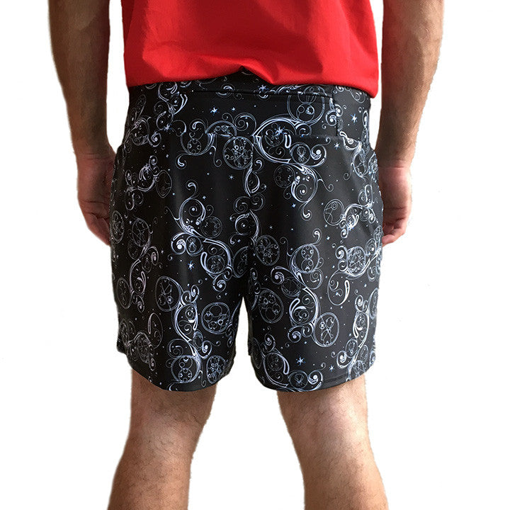 Shorter Length Men's Black Swirl Running Shorts with Pockets ...