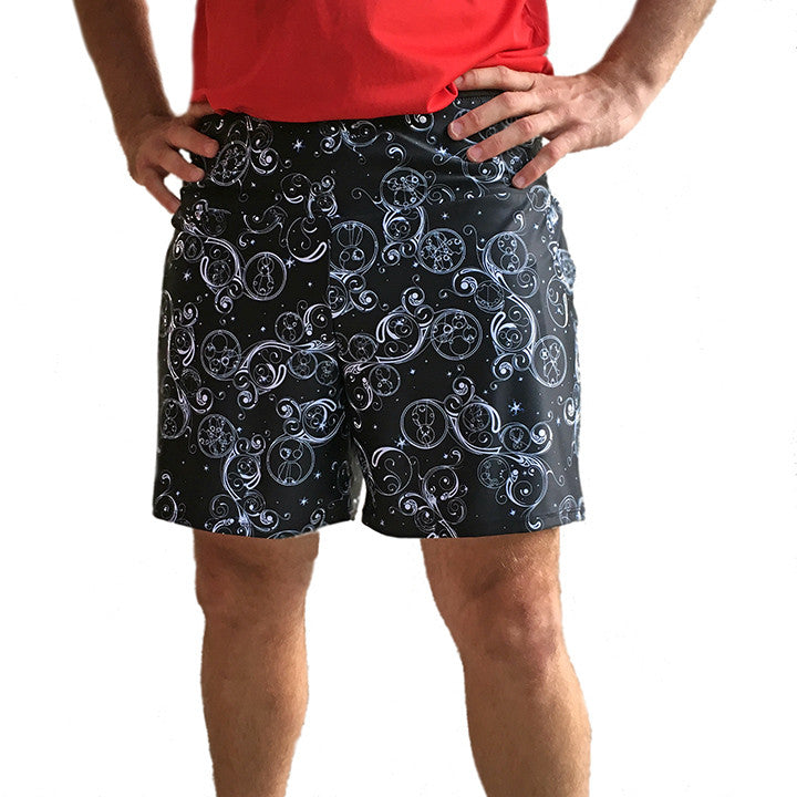 Shorter Length Men's Black Swirl Running Shorts with Pockets ...