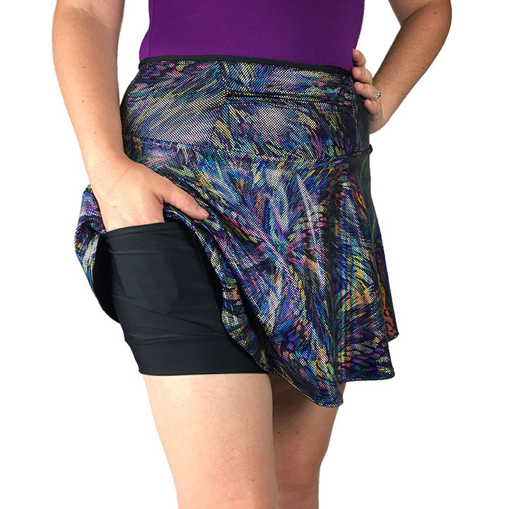 SparkleSkirts Multi-Colored Kaleidoscope Athletic Skirt with Pockets