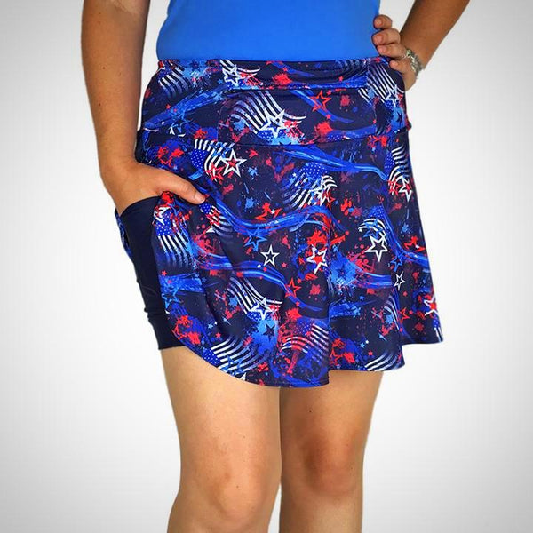 SparkleSkirts Exclusive Patriotic Fabric Design Running Skirt