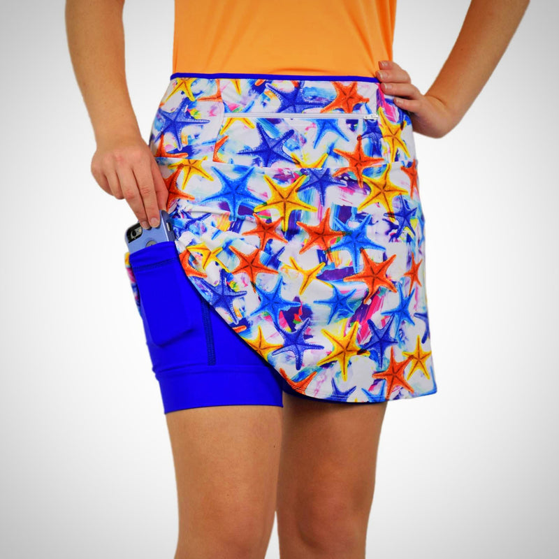 SparkleSkirts Starfish Golf Skirt with Pockets, Anti-ride Shorts