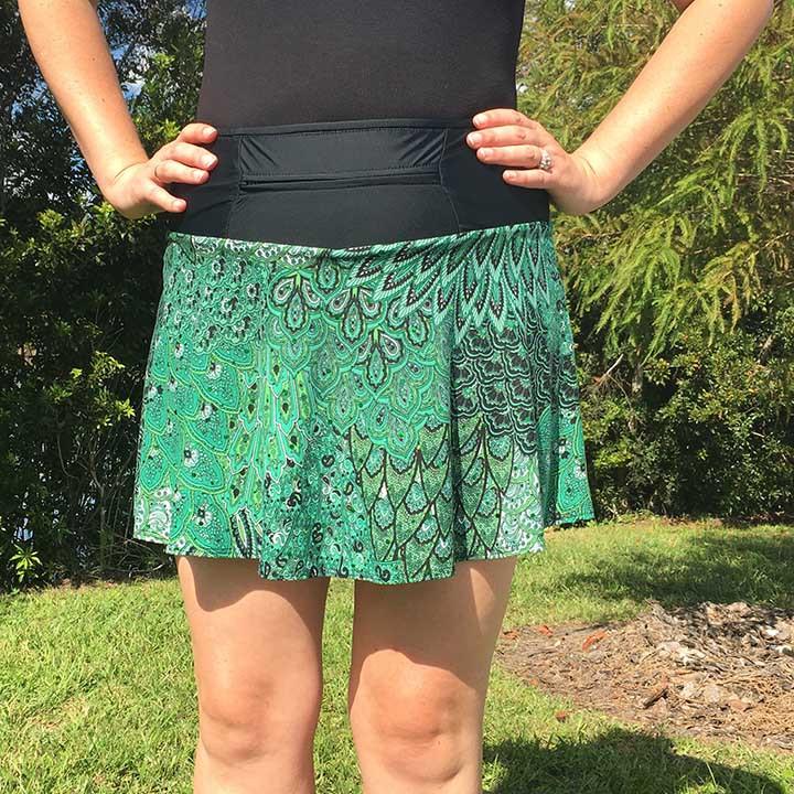 SparkleSkirts Emerald Peacock Design Running Skirt