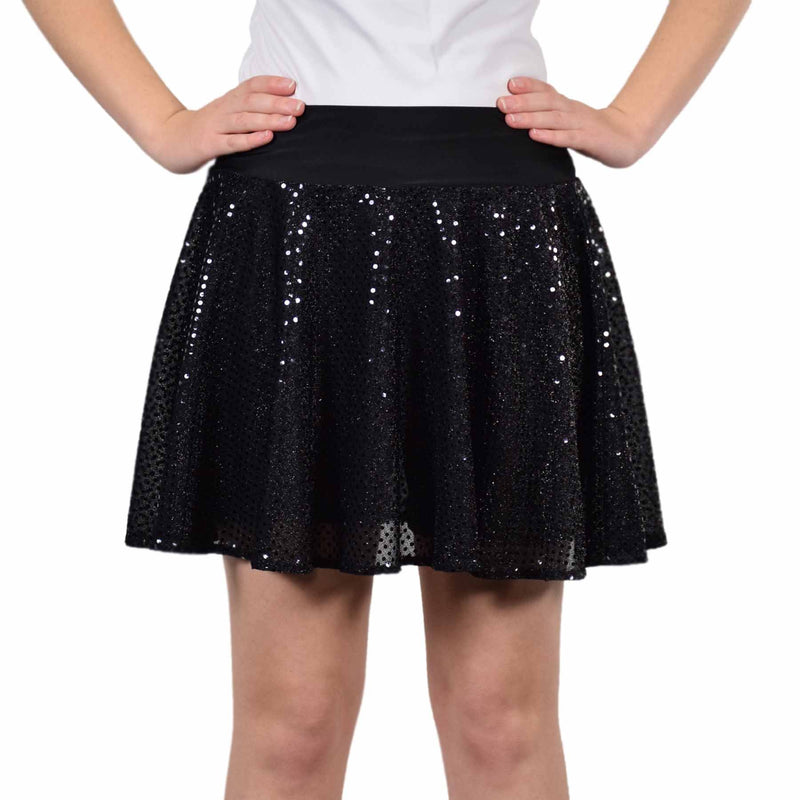 SparkleSkirts Black Satin Sequin Cover-up Skirt, Perfect for Costumes