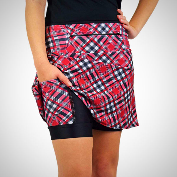 SparkleSkirts CasualFit Red/Black Plaid Athletic Skirt with Pockets