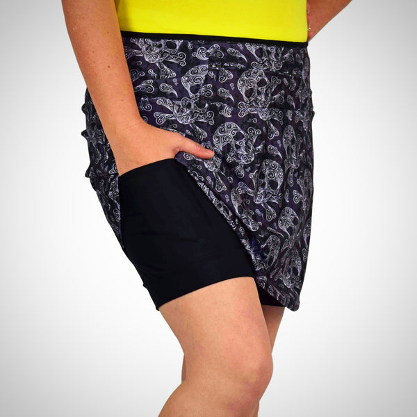 SparkleSkirts: Slim Version Skull Swirl Skort