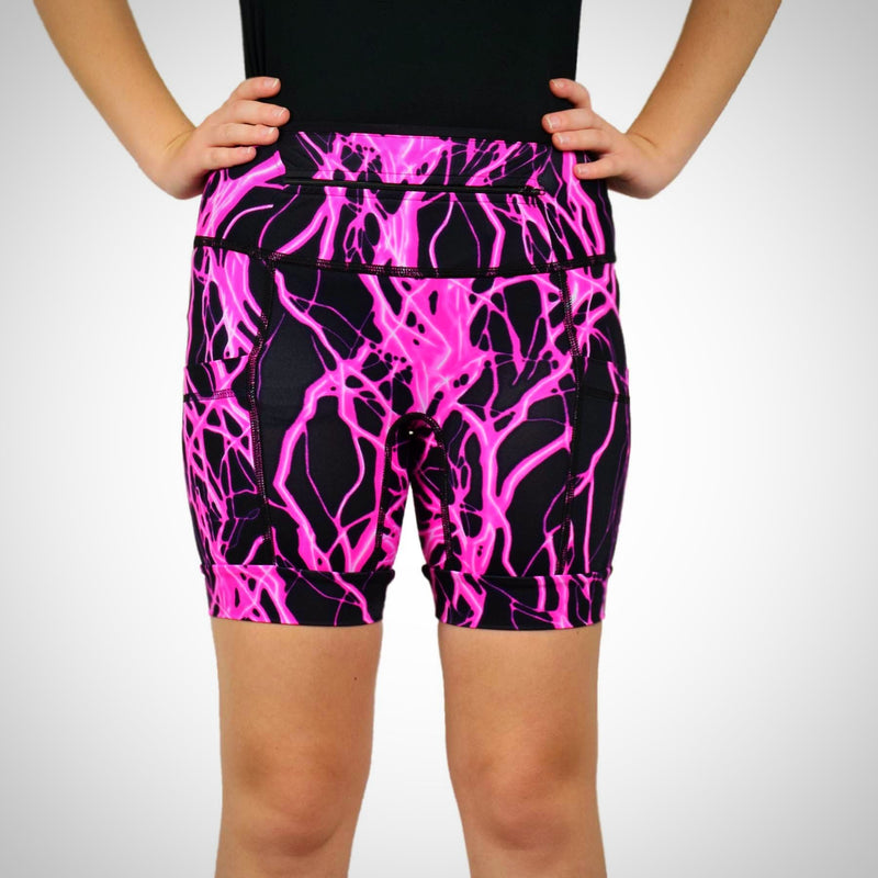 Anti-ride Pink Lightning Running Shorts with 3 Huge Pockets – SparkleSkirts