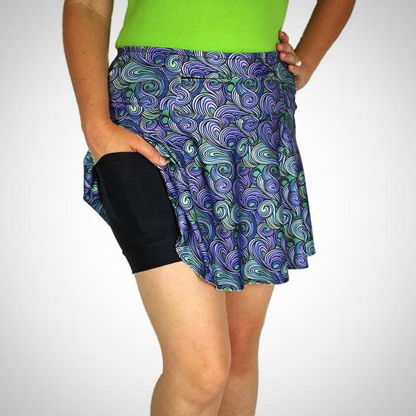 SparkleSkirts: Swirl Running Skirt with Pockets & Anti-ride Shorts