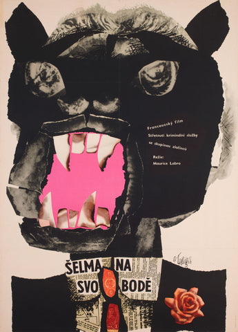 The Tiger Attacks/Le Fauve est Lache 1966 Czech A1 Film Poster, Karel Teissig