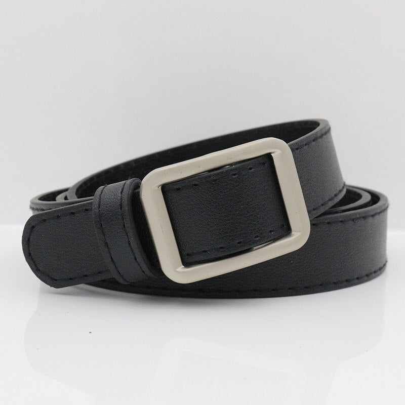 Without Holes Square Buckle Retro Women Leather Belt – MissFoxFashion