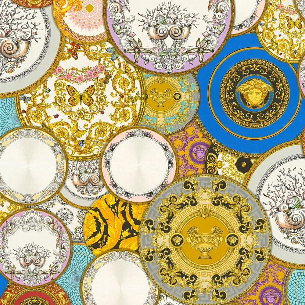 VERSACE GREEK DISHES & PLATES MULTICOLOURED WALLPAPER